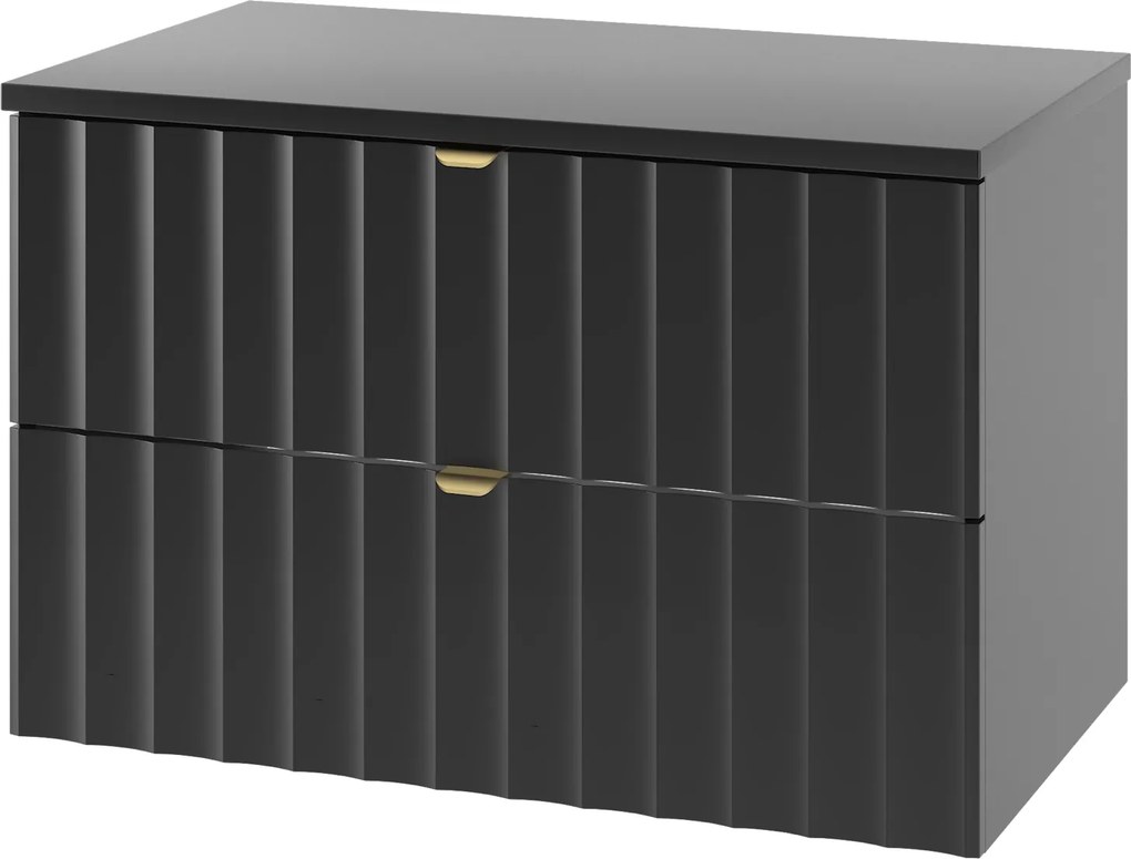 Szafka łazienkowa pod umywalkę nablatową Arcos 07, czarny mat, 80 cm - zestaw 1