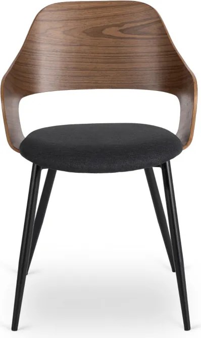 Krzesło Tapicerowane z Drewna Giętego ORBI Orzech/Czarne Nowoczesne Loft