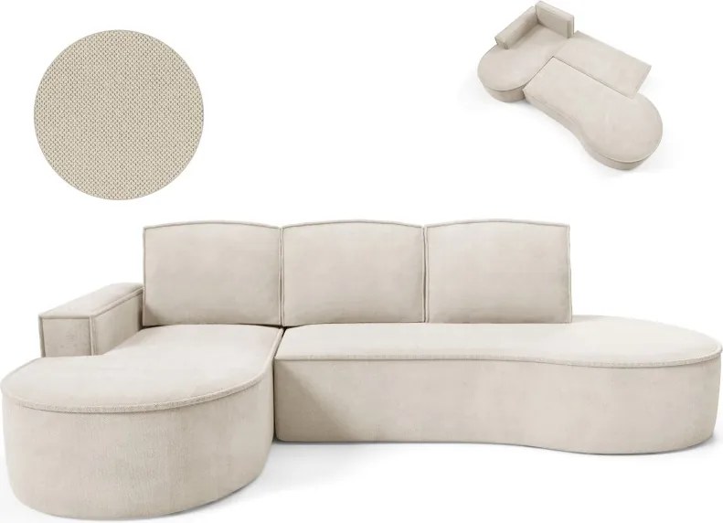 Narożnik MOLLY Lewostronny z funkcją spania, wolnostojący tkanina CURIO 09 Beżowy