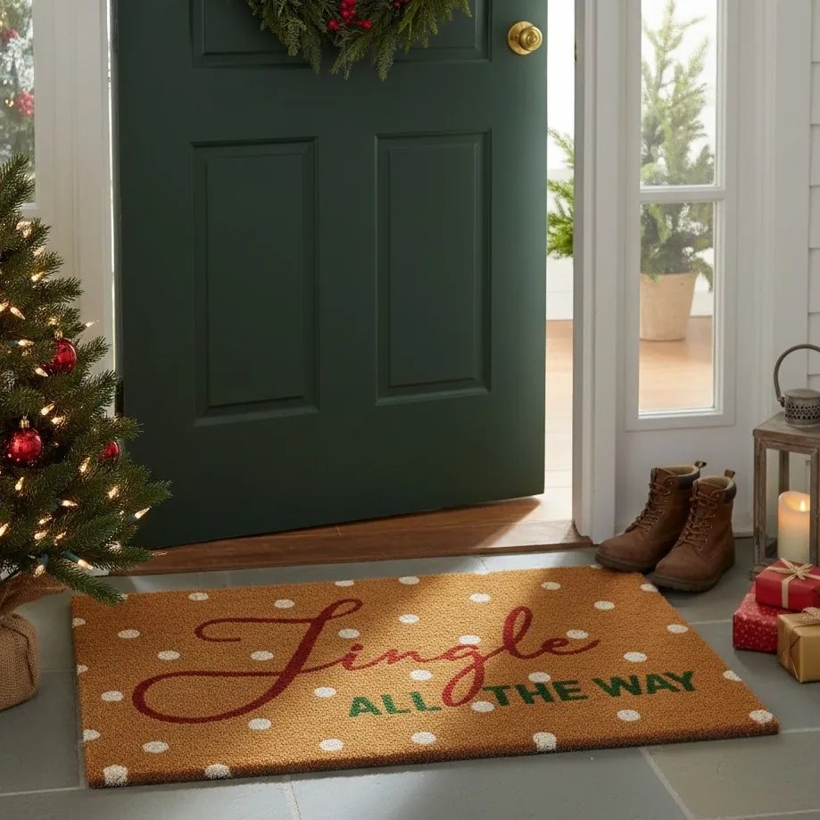 Wycieraczka bożonarodzeniowa z włókna kokosowego, 59x39 cm