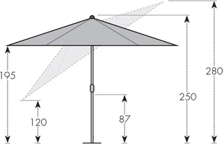 Doppler ACTIVE 3 m - parasol nachylany z oświetleniem LED - Towar z drobną wadą (S306)