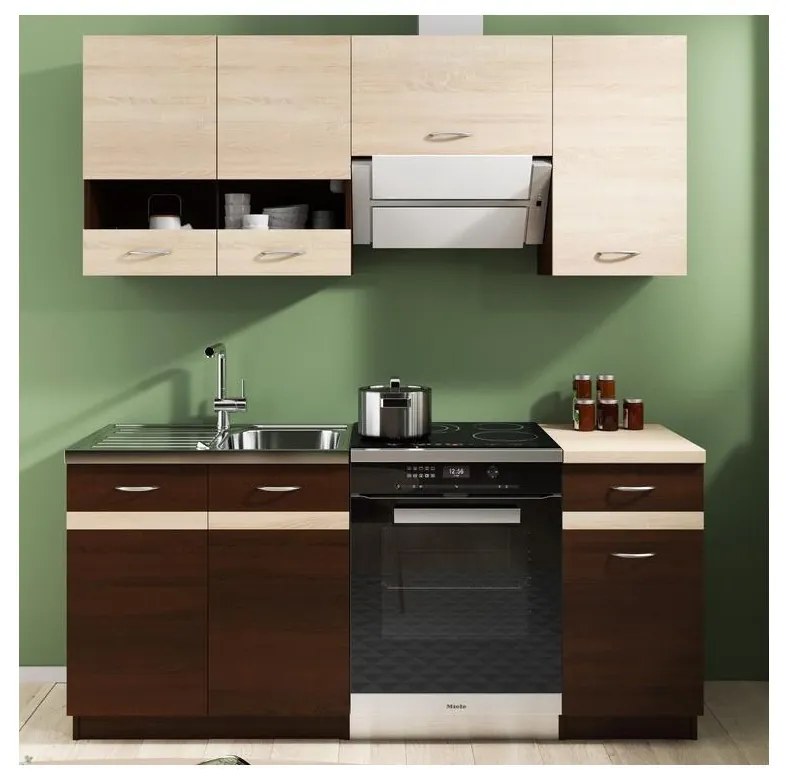 Zestaw kuchenny VALERIA 180 cm, dąb sonoma/brąz