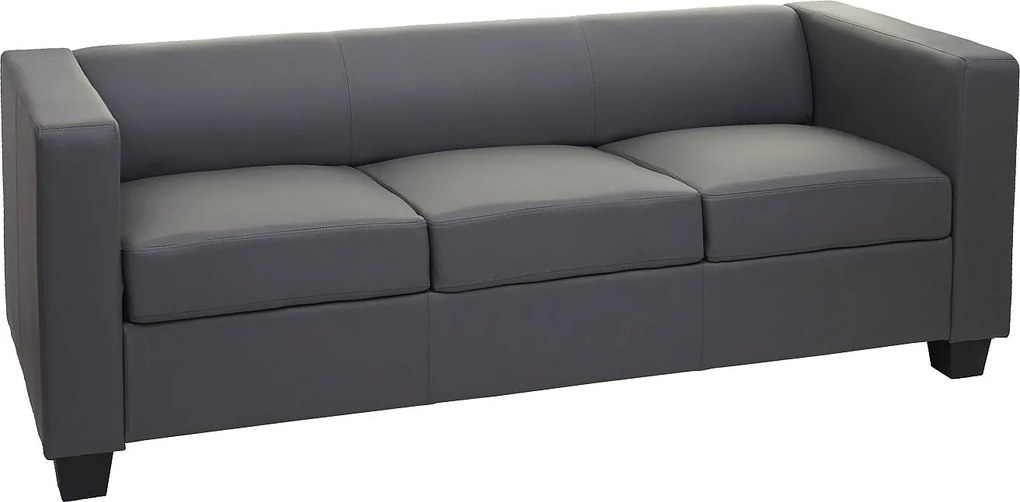 Sofa 3-osobowa Lille,  sztuczna skóra, ciemnoszara