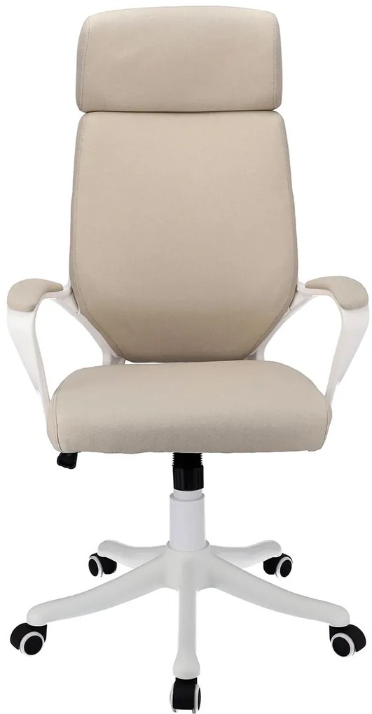 Beżowy ergonomiczny fotel biurowy z zagłówkiem do komputera - Dawo
