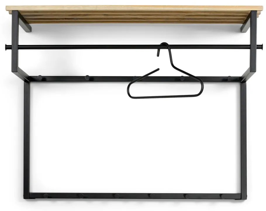 Czarny/w naturalnym kolorze metalowy wieszak ścienny z półką 100 cm Rizzoli – Spinder Design