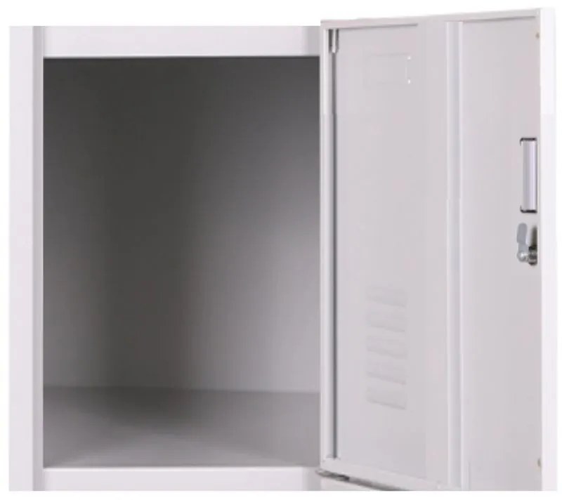 Szafka skrytkowa, 4 schowki, 1800 x 380 x 450 mm, zamek cylindryczny, drzwi szare