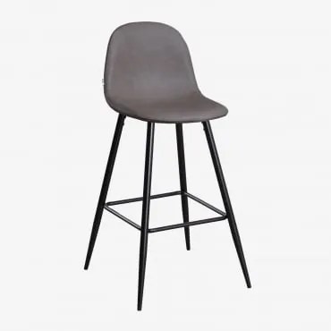 Zestaw 2 Wysokich Stołków Z Imitacji Skóry Glamm Gris Antracita & ↑75 Cm & Negro - Sklum