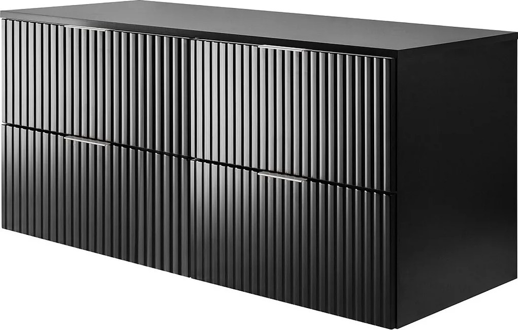 Szafka pod umywalkę, Czarny, 120 (2 x 60) x 57 x 46 cm, uchwyt srebrny + Blat