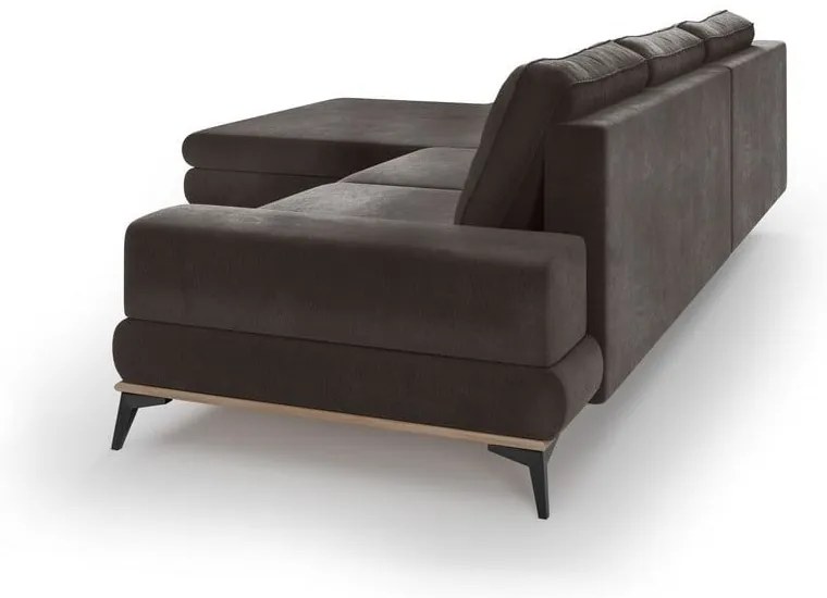 Ciemnobrązowy rozkładany narożnik z aksamitnym obiciem Windsor &amp; Co Sofas Astre, lewostronny