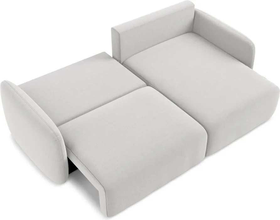 Jasnoszary aksamitny rozkładany/ze schowkiem narożnik (prawostronny/z szezlongiem) Kalena – Makamii