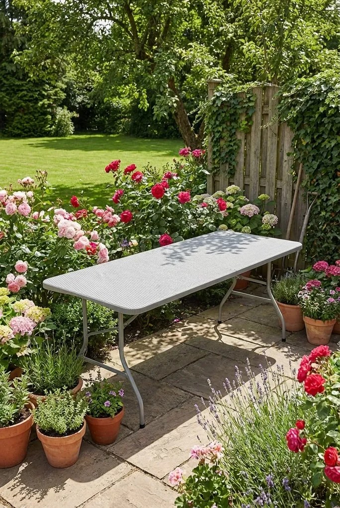 Szary prostokątny stół składany w walizkę 180 cm S4-T50