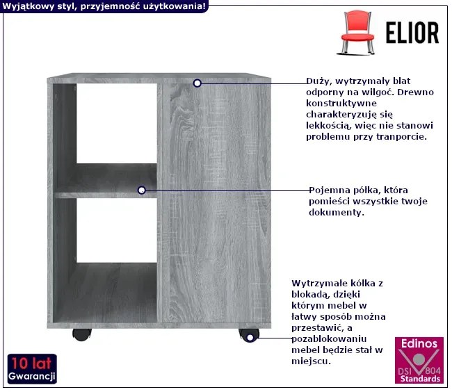 Kontener do biurka w kolorze szarego drewna - Priva 4X