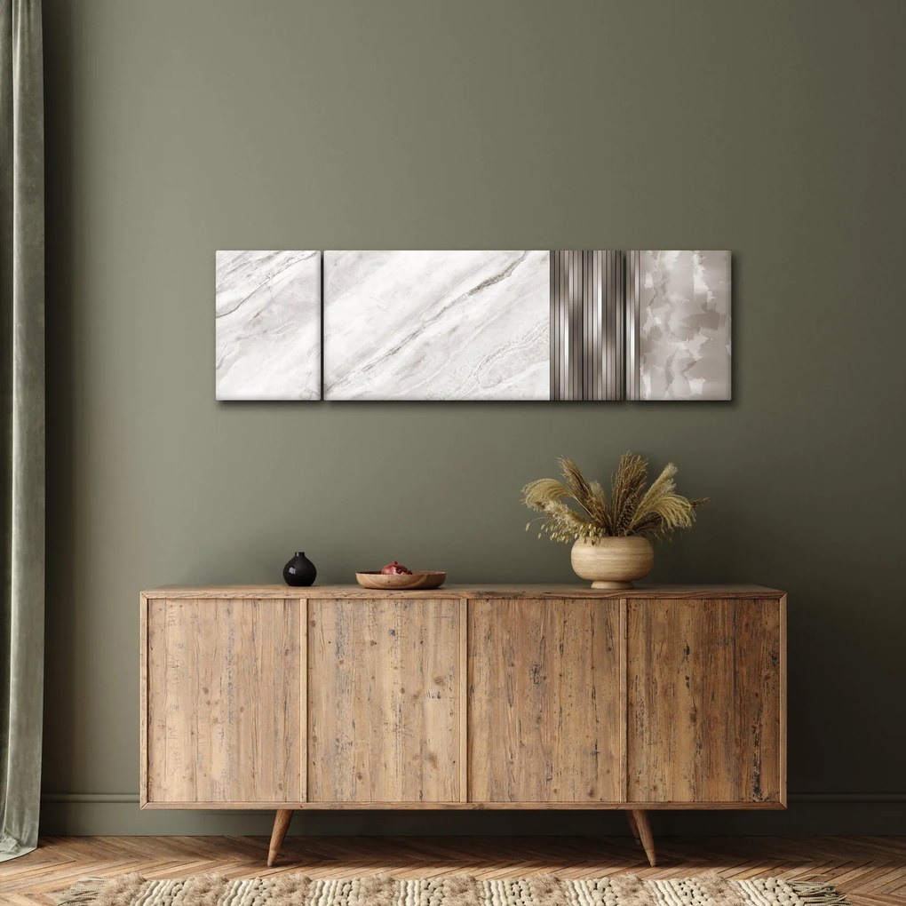 Obraz - Marmur ze srebrnymi liniami (170x50 cm)