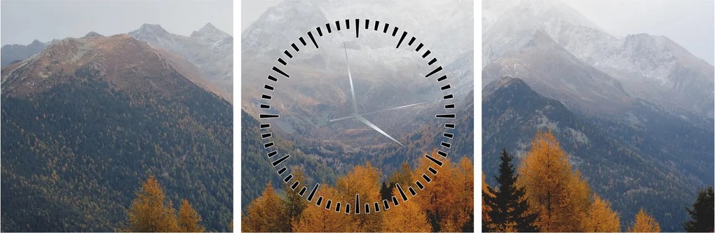 Obraz - Widok na grzbiety górskie (z zegarem) (90x30 cm)