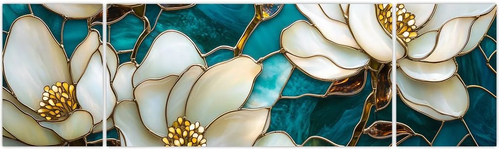 Obraz - Witraż z magnolią (170x50 cm)