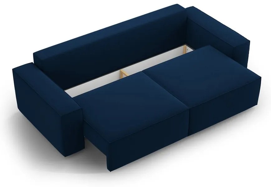 Ciemnoniebieska aksamitna rozkładana/ze schowkiem sofa 247 cm Jodie – Micadoni