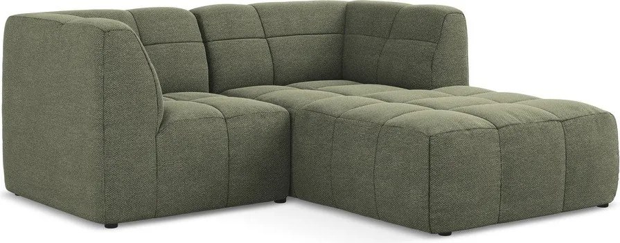 Zielony narożnik z materiału bouclé (prawostronny/z szezlongiem) Aloha – Makamii