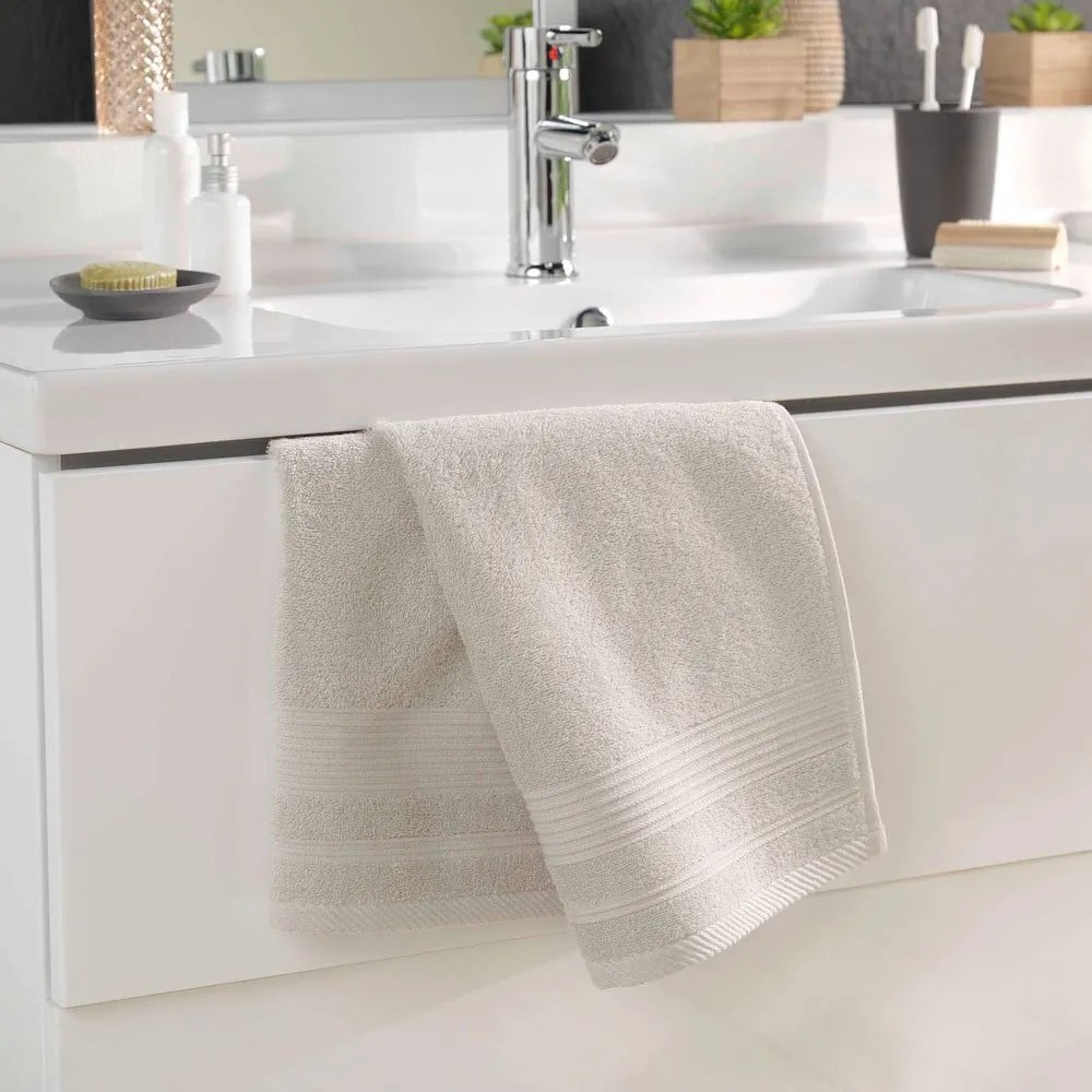 Beżowy bawełniany ręcznik frotte 50x90 cm Tendresse – douceur d'intérieur