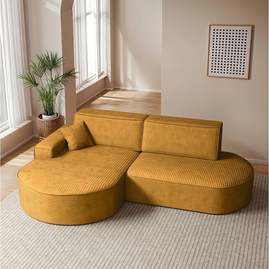 Narożnik Modena Pro, tkanina Poso, Musztardowy, Lewy