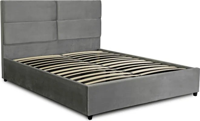 Łóżko Tapicerowane 160x200 cm ze Stelażem Dwuosobowe TULSA Welurowe Szare