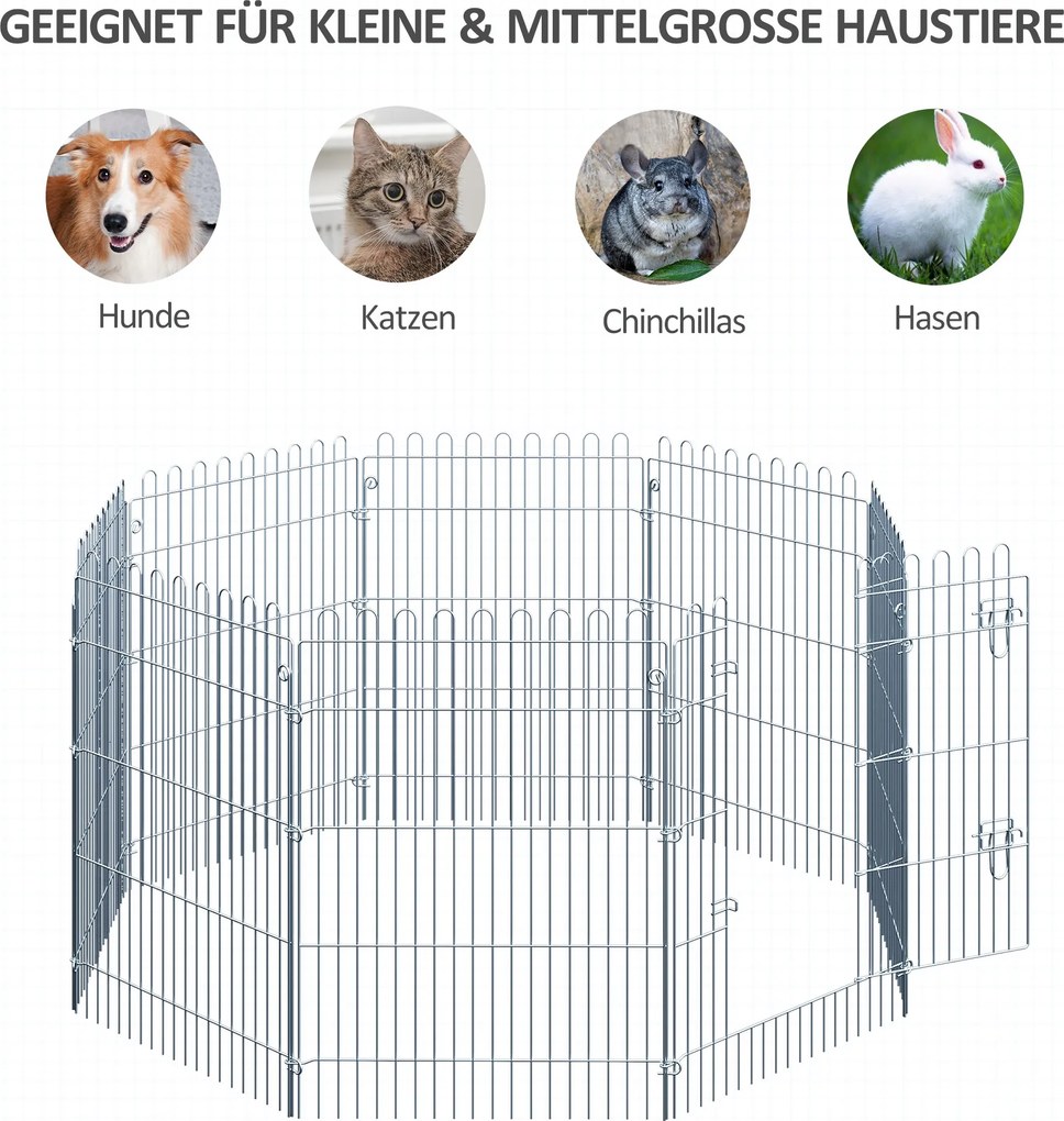 PawHut Kojec dla Zwierząt Metalowy Wybieg dla Szczeniąt 63x91 cm Srebrny | Aosom PL