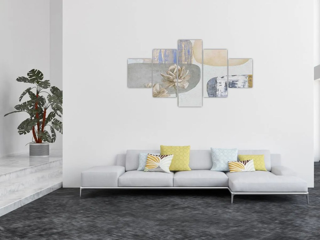 Obraz - Obraz z kwiatami i teksturami (125x70 cm)