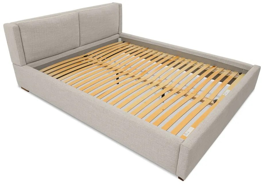 Jasnoszare tapicerowane łóżko dwuosobowe ze stelażem 160x200 cm Dreamer – Scandic