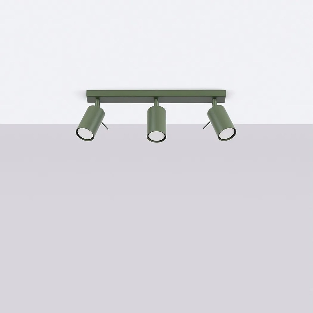 Lampa sufitowa nowoczesny Briix, stal - 3 źródło światła 4000K - L.45 x H.17 cm - zielony oliwkowy