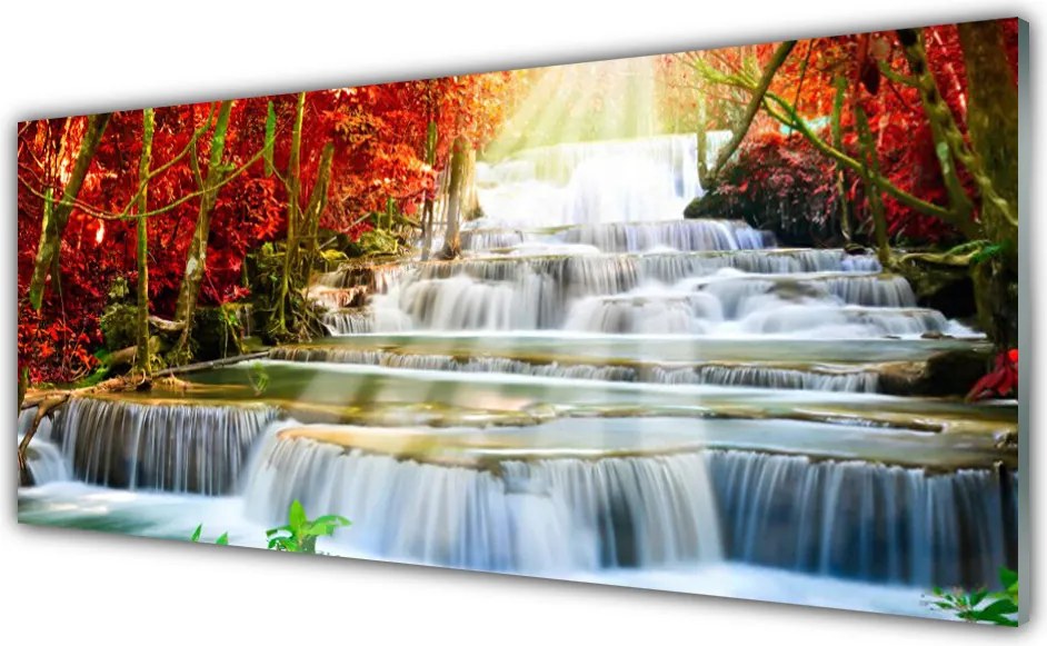 Panel Szklany Wodospad w Ukrytej Gęstwinie