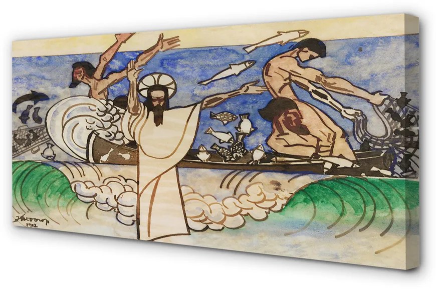 Zdjęcie na płótnie Szkic Jezus morze