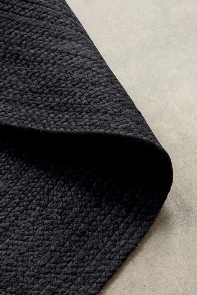 Czarny okrągły dywan z juty dwustronny/tkany ręcznie ø 140 cm Braided – Hanse Home