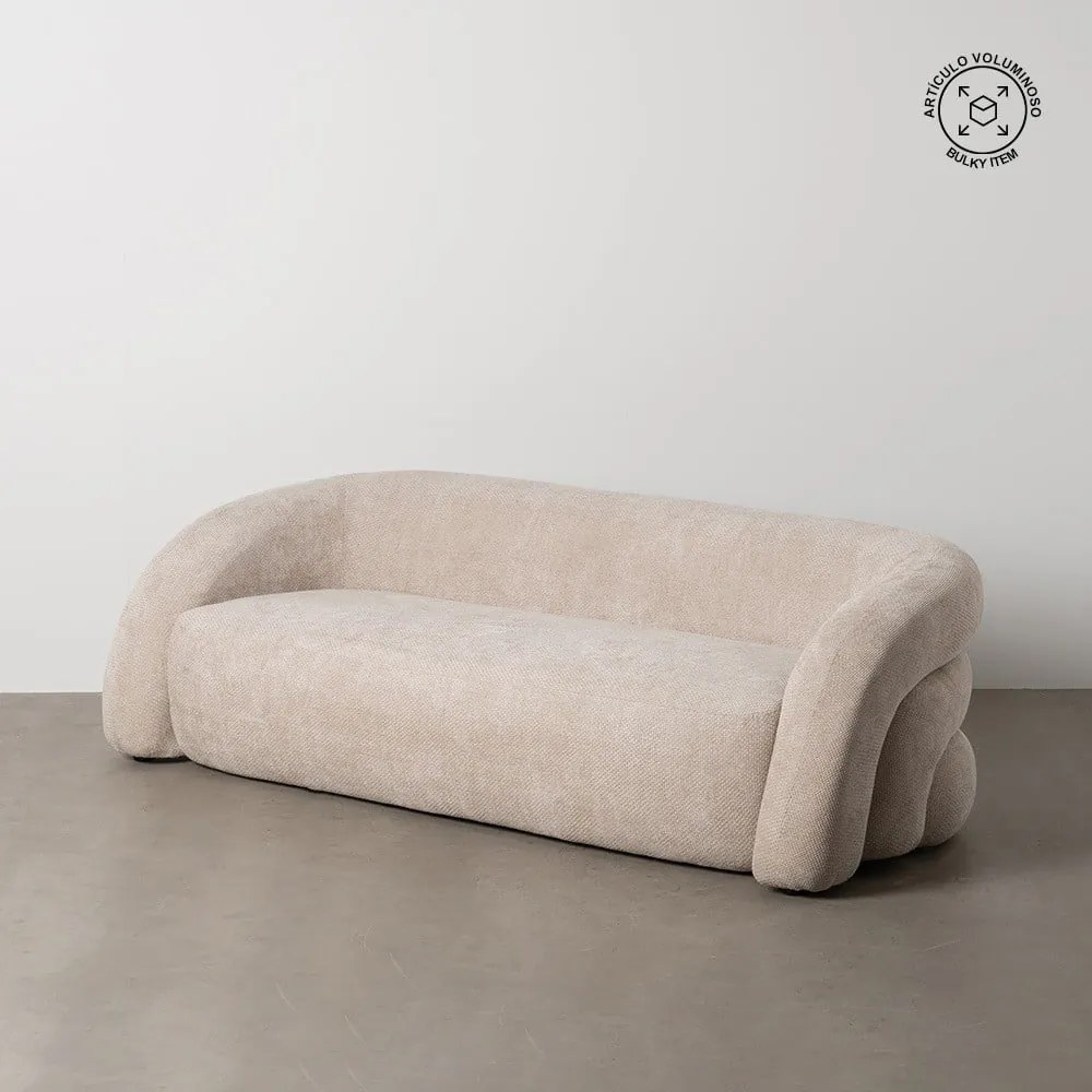 Beżowa sofa z tkaniny szenilowej 200 cm Minimal – Ixia
