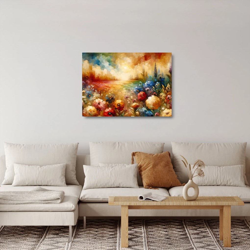 Obraz na szkle - Kolorowa łąka (70x50 cm)