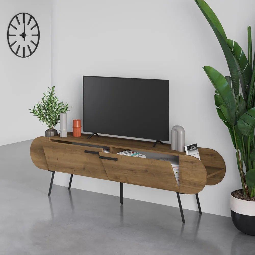 Szafka pod TV w dekorze orzecha 195x57 cm Saluso – Marckeric