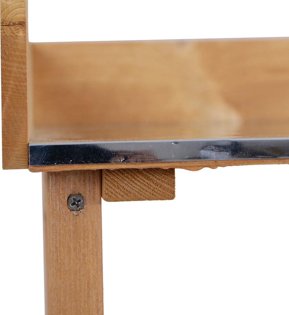 Outsunny stół do roślin z metalową powierzchnią roboczą drewno naturalne 76x37x89cm | Aosom PL