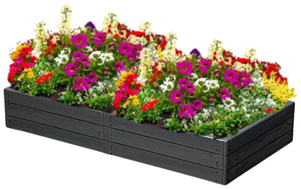 Prosperplast Podwyższona grządka WOODY 149x75,6x25cm, antracytowa