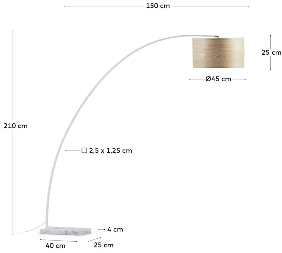 Biała/w naturalnym kolorze lampa stojąca z drewnianym kloszem (wysokość 210 cm) Juhe Ash – Kave Home