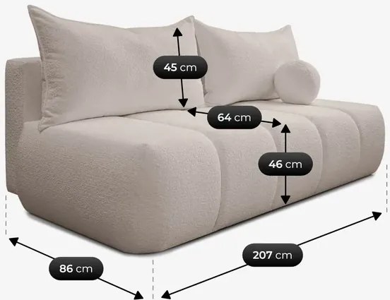 Sofa z Funkcją Spania SARIA Beżowa Boucle Nowoczesna