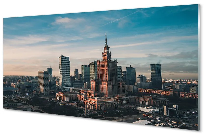 Panel Szklany Warszawa Wieżowce panorama wschód słońca