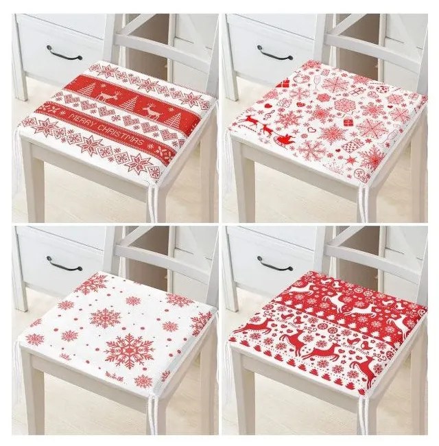 Poduszki na krzesła ze świątecznym motywem zestaw 4 szt. 40x40 cm Snowflakes – Mila Home