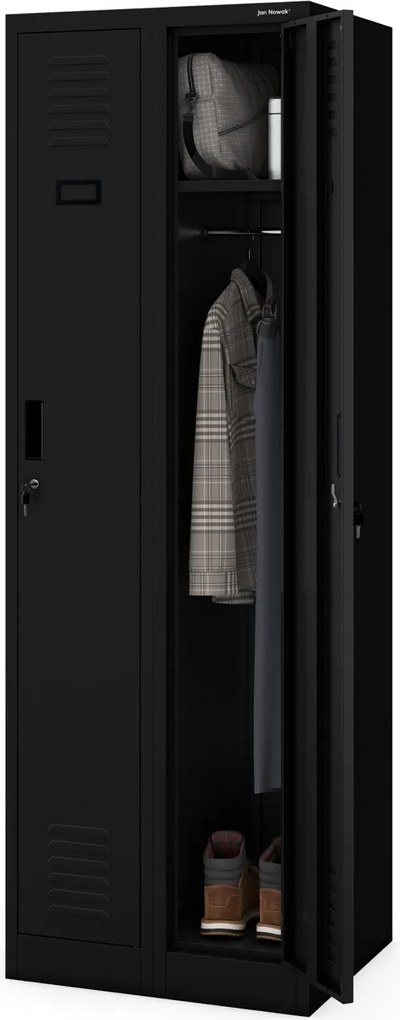 Dwudrzwiowa szafa BHP wąska 60x50x180 cm Kacper 2, czarna