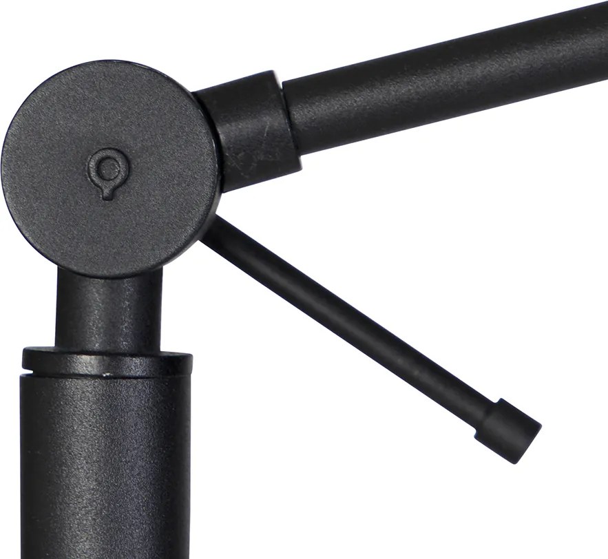 Lampa stojąca czarna z abażurem w kolorze jasnobrązowym 50 cm regulowana - Editor