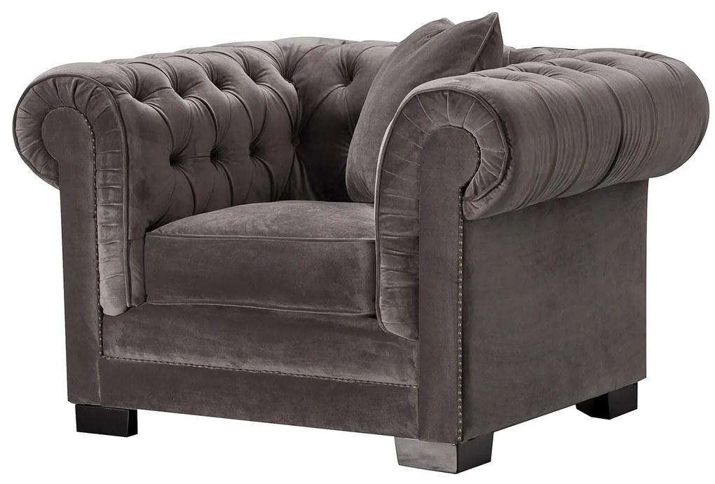 Fotel Chesterfield Classic Velvet Grey 118x96x77cm