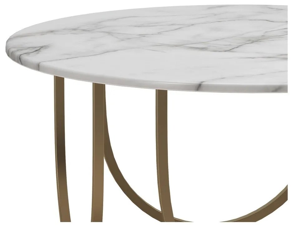 Okrągły stolik w biało-złotym kolorze w dekorze marmuru ø 79 cm Gwyneth – CosmoLiving by Cosmopolitan
