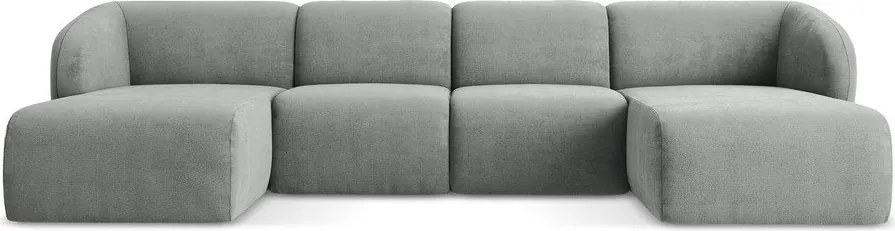 Szary narożnik z tkaniny szenilowej (w kształcie litery U) Lani – Makamii