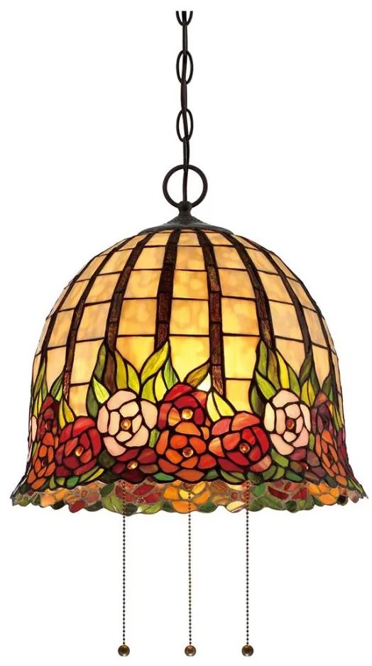 Quoizel QZ-ROSECLIFFE-P - Żyrandol na łańcuchu Tiffany ROSECLIFFE 3xE27/100W/230V