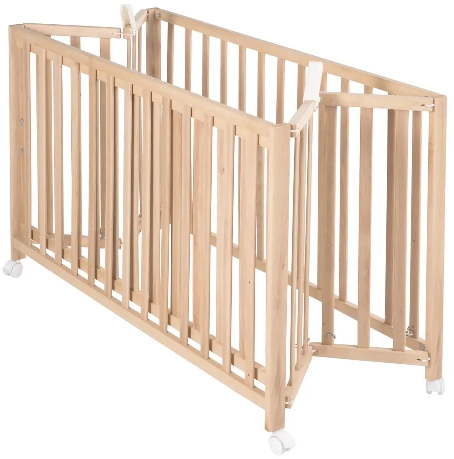 Naturalne łóżeczko na kółkach 60x120 cm Fold up – Roba
