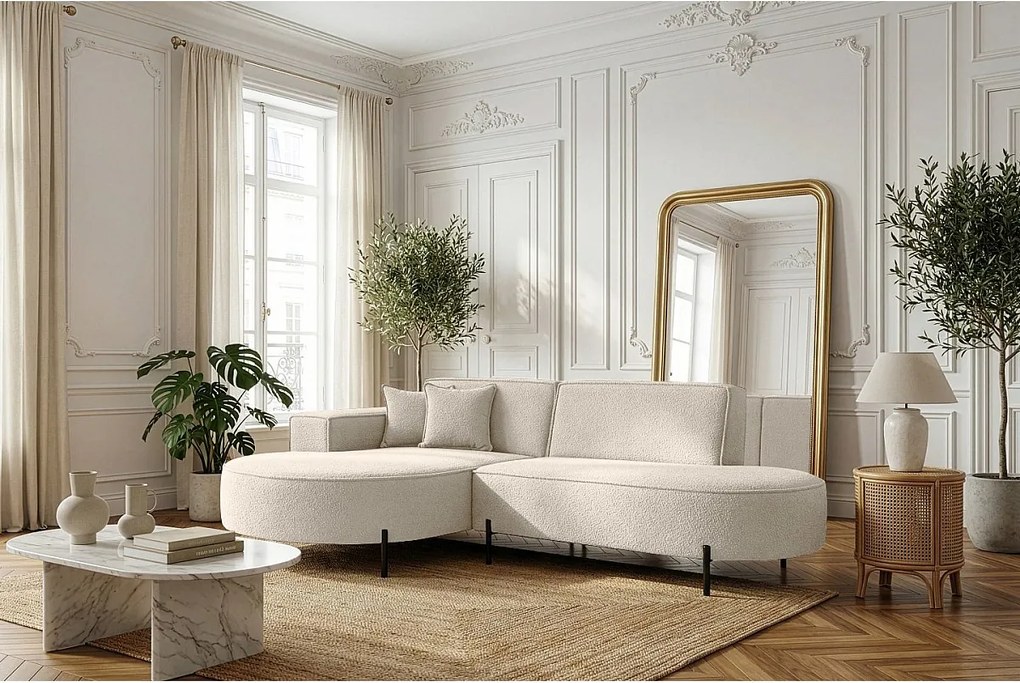 Narożnik Parma Studio Hills, do salonu, tkanina Quelle, lewy, kremowy (02)