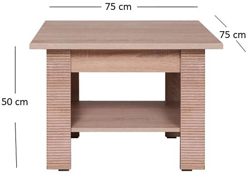 Ława Drewniana COREA 75 cm Dąb Sonoma Nowoczesna