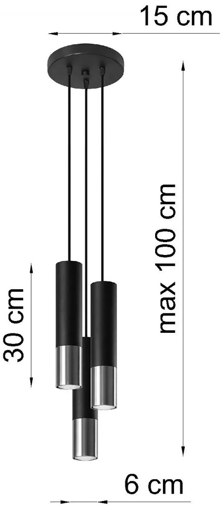 Czarno-chromowana lampa wisząca zwisy - EXX247-Oller
